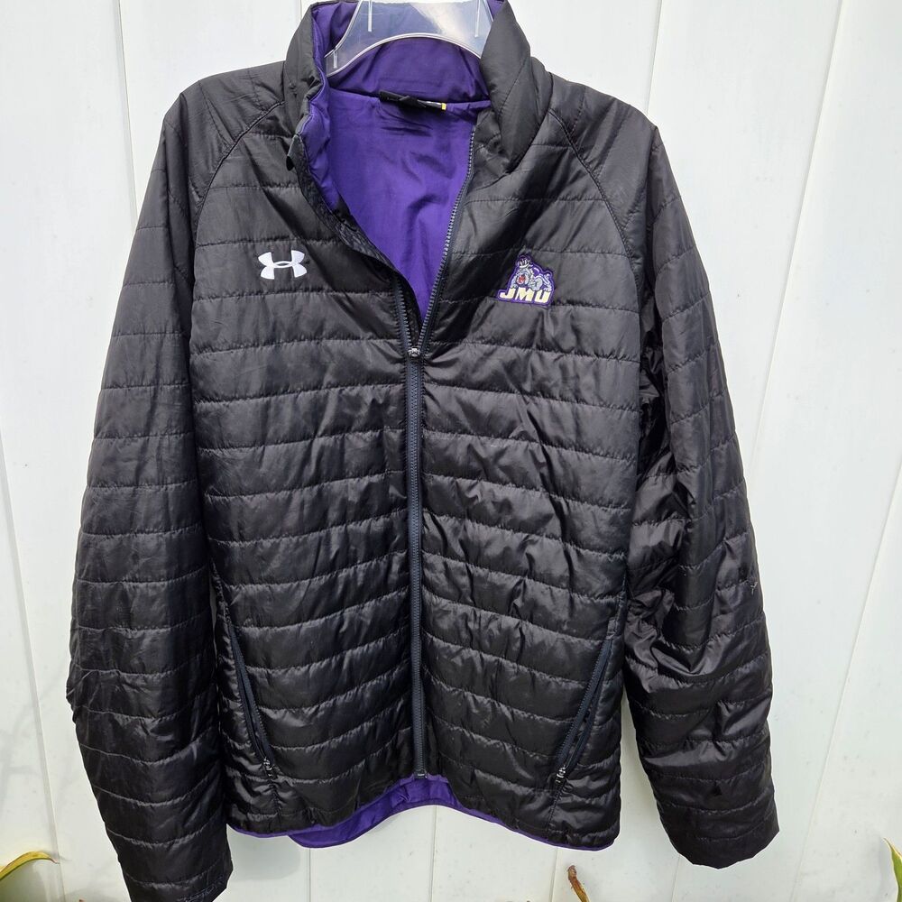 James Madison Universoty Under Armour Full Zip Loose Quilted Jacket Size Large
